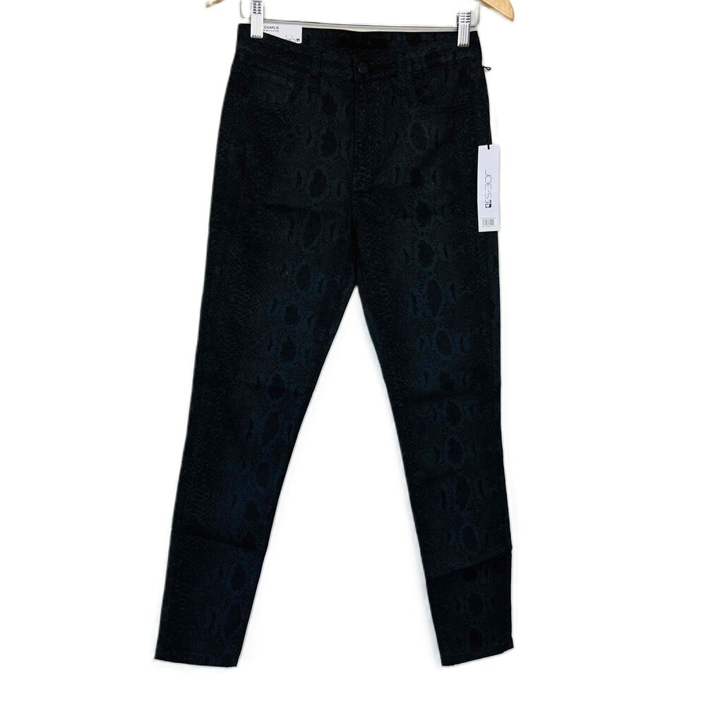 Joe's Jeans The Charlie Size 27 Black Snake Print High Rise Skinny Ankle NWT‎